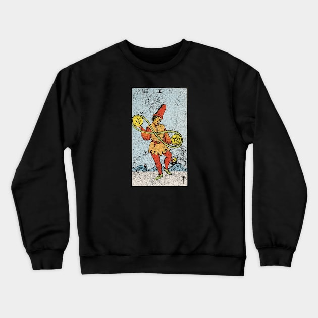 Two of pentacles tarot card (distressed) Crewneck Sweatshirt by Nate's World of Tees